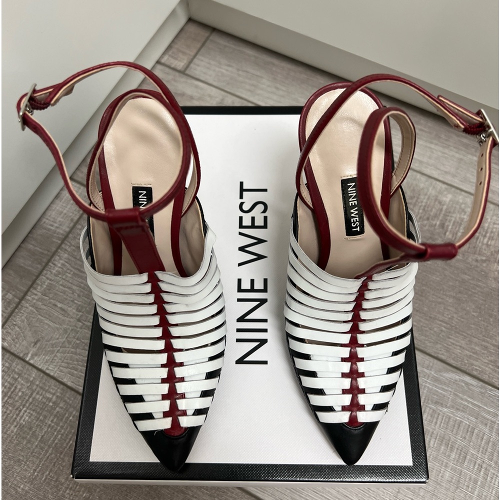 Nine West pointed toe sling back heels, leather upper, US women size 5 - Picture 4 of 10